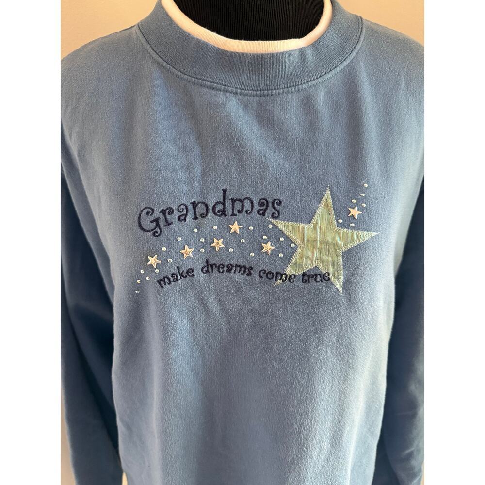 Y2K Grandma Core Blue Fleece Sweatshirt Fairy Grunge Cozy PXL - Picture 2 of 5